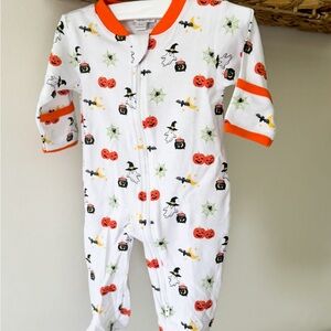 Kissy Kissy Halloween Print Kids Footie - White and Orange